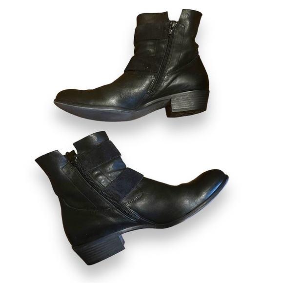 Paul Green Denver Belted Biker Black Leather Boot Black Women Size 8.5 US - Picture 3 of 10